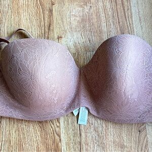 Lucky Brand Floral Lace Strapless Bra in Mauve size 42D